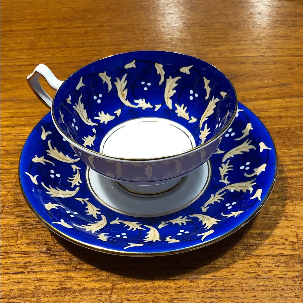 Vintage Gladstone Cobalt Blue and Gold Porcelain Teacup & Saucer